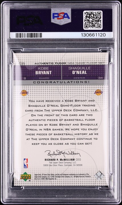 2000 SP Game Floor Authentic Kobe Bryant Shaquille O'Neal RELIC #C25 PSA 10 GEM MINT