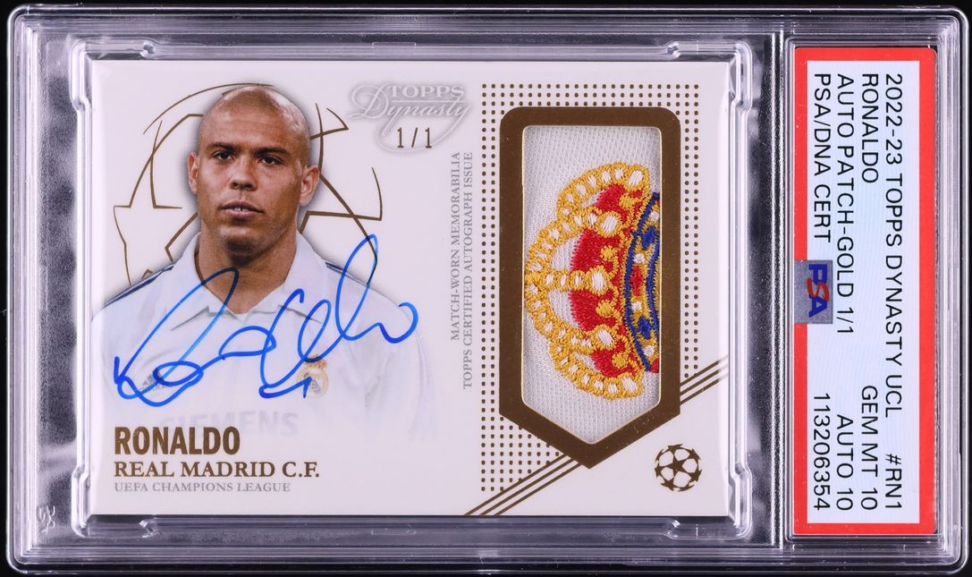 2022 Topps Dynasty UEFA Gold Ronaldo PATCH AUTO DNA 10 1/1 #AP-RN1 PSA 10 GEM