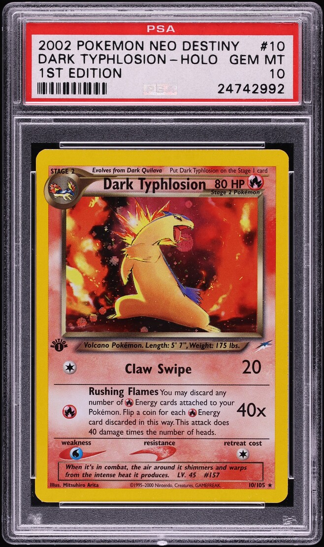 2002 Pokemon Neo Destiny 1st Edition Holo Dark Typhlosion #10 PSA 10 GEM MINT