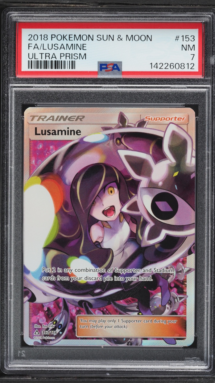2018 Pokemon Sun & Moon Ultra Prism Full Art Lusamine #153 PSA 7 NRMT