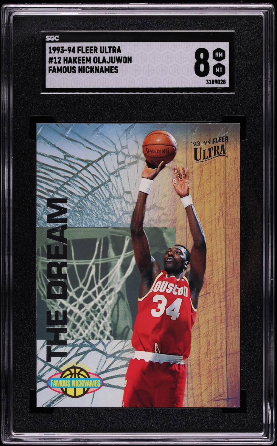 1993 Ultra Famous Nicknames Hakeem Olajuwon #12 SGC 8 NM-MT