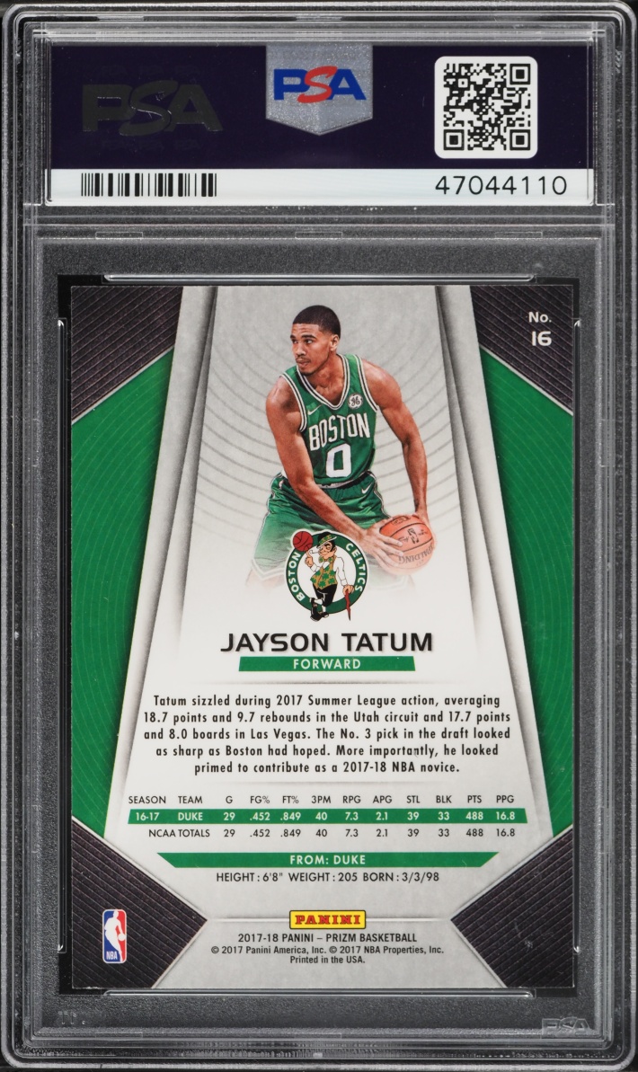 2017 Panini Prizm Jayson Tatum ROOKIE #16 PSA 10 GEM MINT