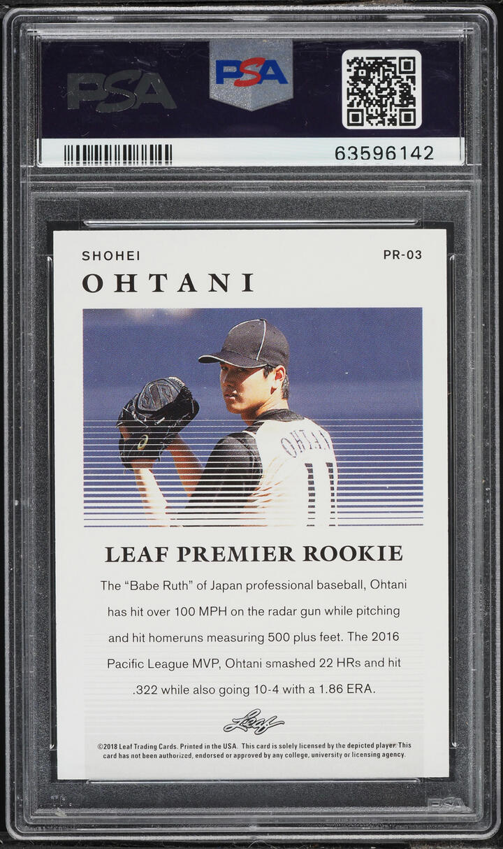 2018 Leaf Premier Rookies Red Shohei Ohtani ROOKIE /200 #PR-03 PSA 9 MINT