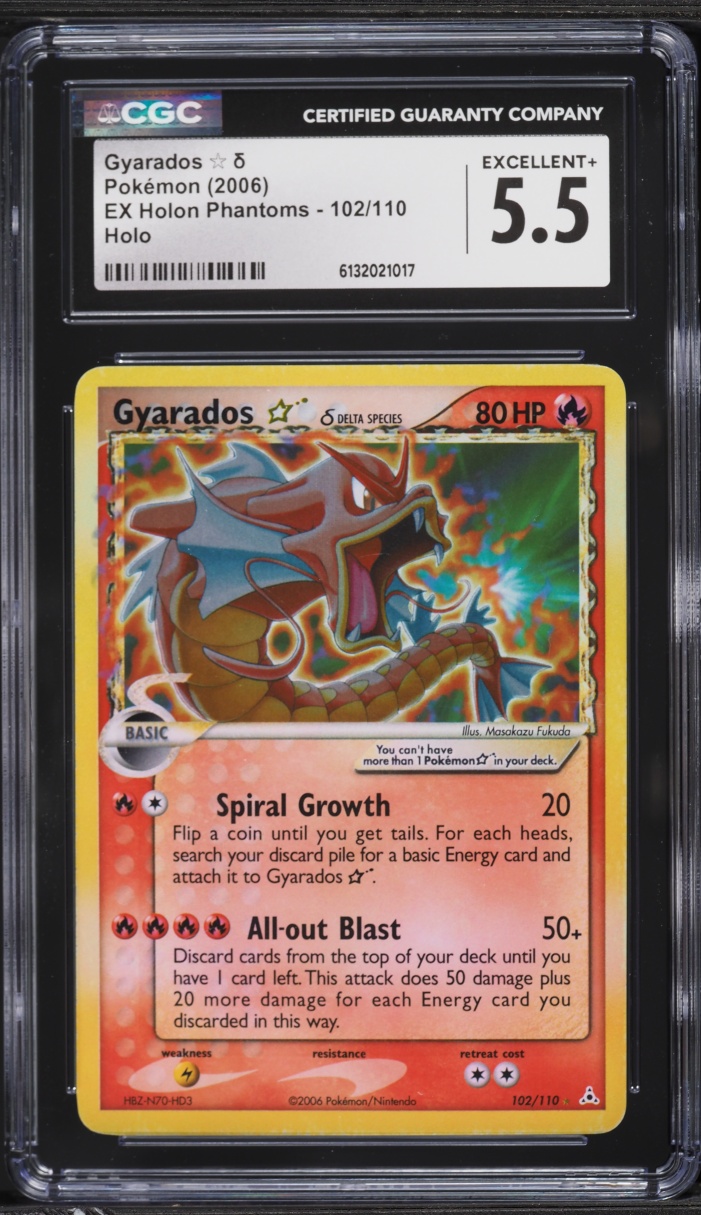 2006 Pokemon EX Holon Phantoms Holo Gyarados Gold Star #102 CGC 5.5 EX+