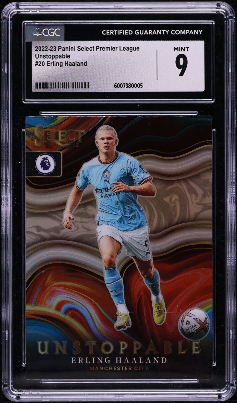 2022 Select Premier League Unstoppable Erling Haaland #20 CGC 9 MINT