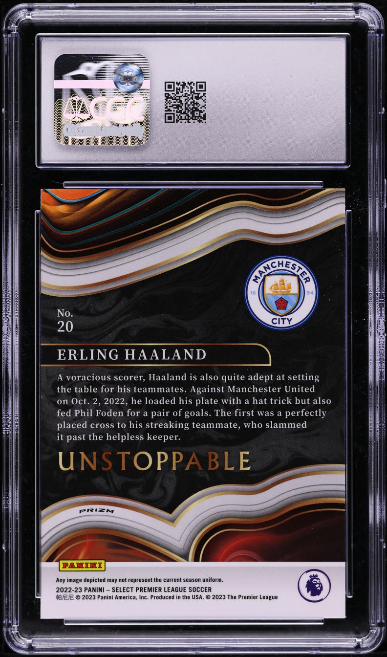 2022 Select Premier League Unstoppable Erling Haaland #20 CGC 9 MINT