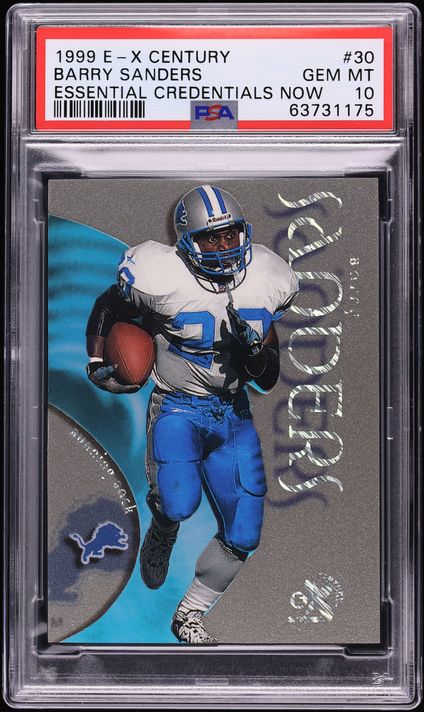 1999 Skybox E-X Century Essential Credentials Now Barry Sanders 1/30 #30 PSA 10 GEM MINT - Photo 1