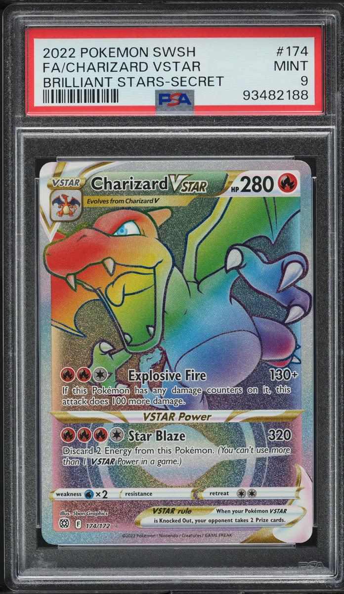 2022 Pokemon SWSH Brilliant Stars Hyper Rare Charizard VSTAR #174 PSA 9 MINT