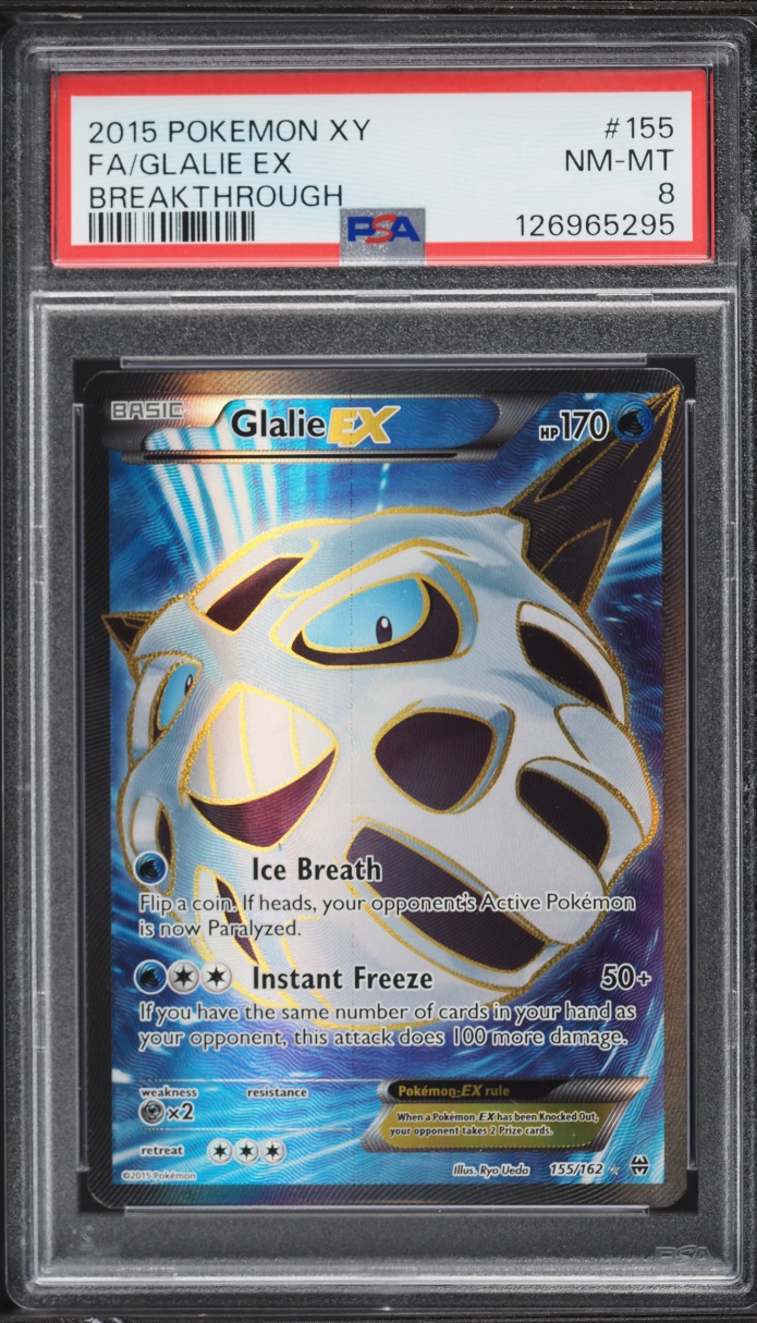 2015 Pokemon XY BREAKthrough Full Art Glalie EX #155 PSA 8 NM-MT