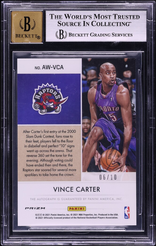 2021 Panini Origins Award-Winning Gold Vince Carter AUTO /10 #AW-VCA BGS 9 MINT - Photo 2