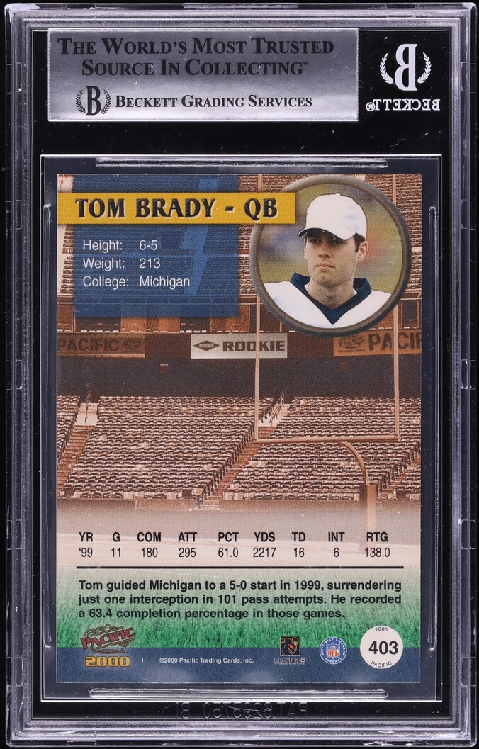 2000 Pacific Football Tom Brady ROOKIE #403 BGS 9 MINT