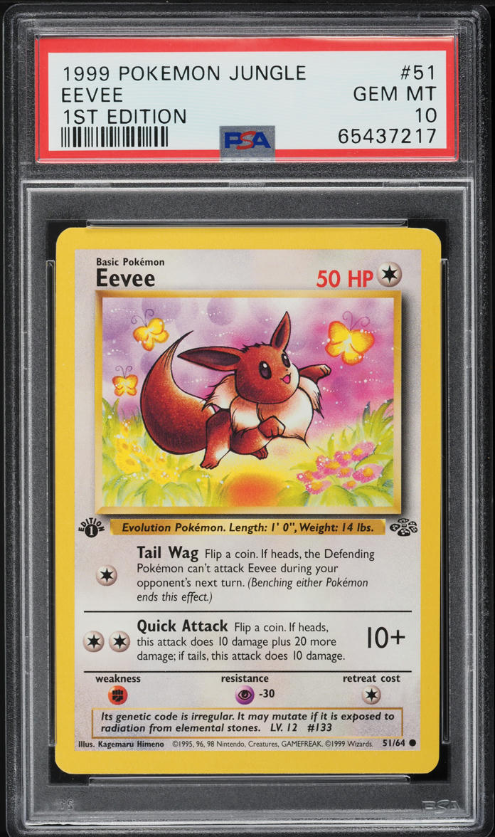 1999 Pokemon Jungle 1st Edition Eevee #51 PSA 10 GEM MINT
