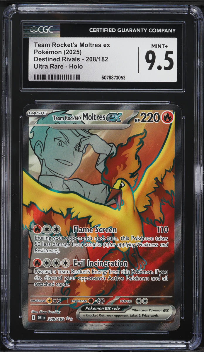 2025 Pokemon SV Destined Rivals Full Art Team Rocket's Moltres ex #208 CGC 9.5