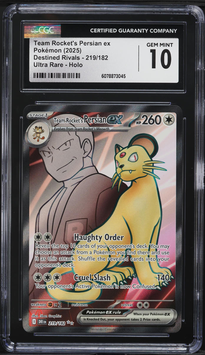 2025 Pokemon SV Destined Rivals Full Art Team Rocket's Persian ex #219 CGC 10
