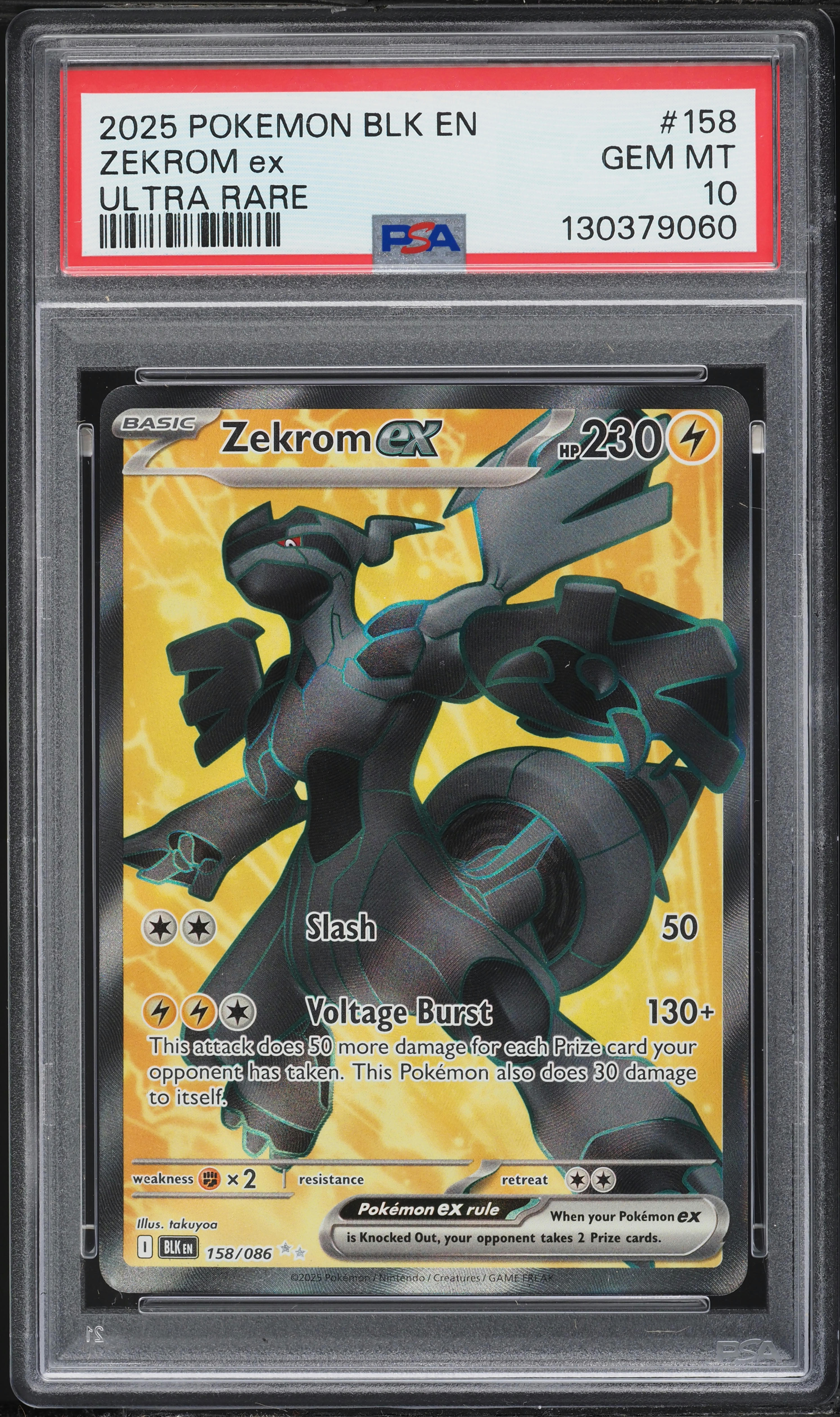 2025 Pokemon Scarlet & Violet Black Bolt Full Art Zekrom EX #158 PSA 10 GEM MINT