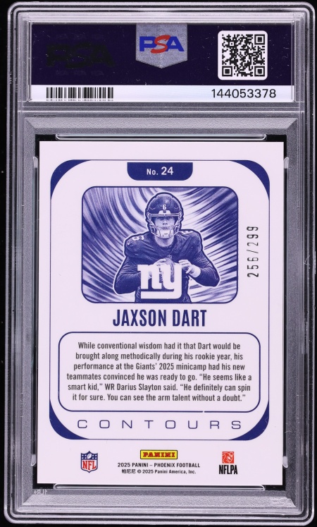 2025 Panini Phoenix Contours Wave Jaxson Dart ROOKIE /299 #24 PSA 10 GEM MINT