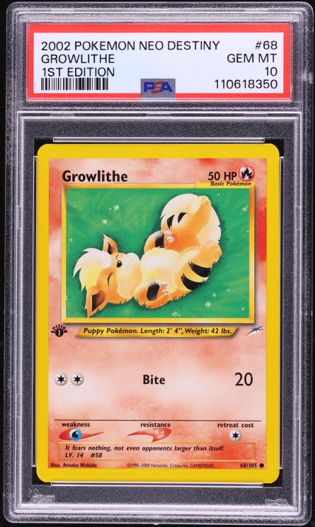 2002 Pokemon Neo Destiny 1st Edition Growlithe #68 PSA 10 GEM MINT