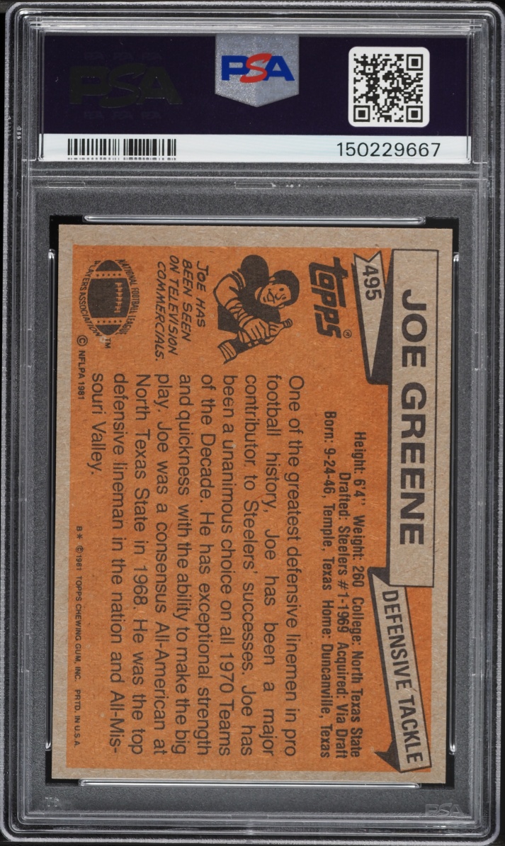 1981 Topps Football Joe Greene #495 PSA 7 NRMT