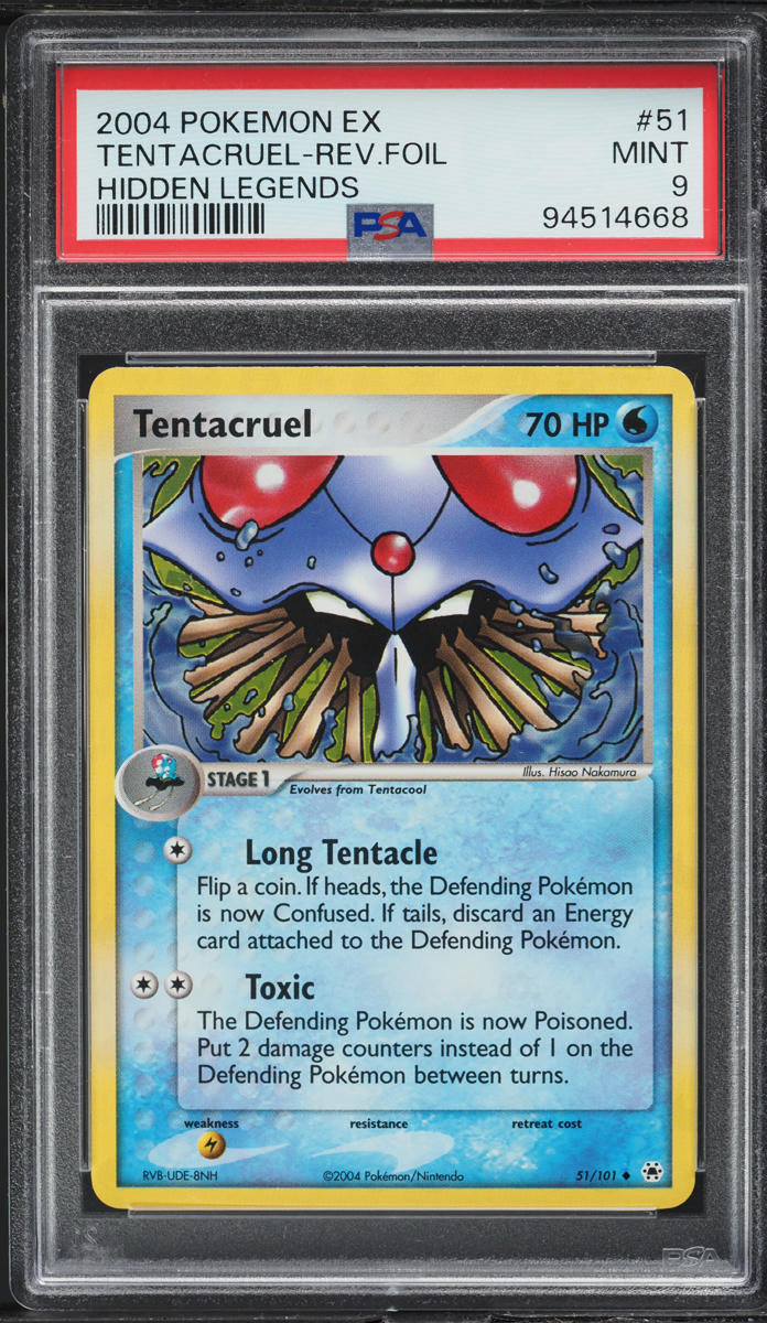 2004 Pokemon EX Hidden Legends Reverse Holo Tentacruel #51 PSA 9 MINT