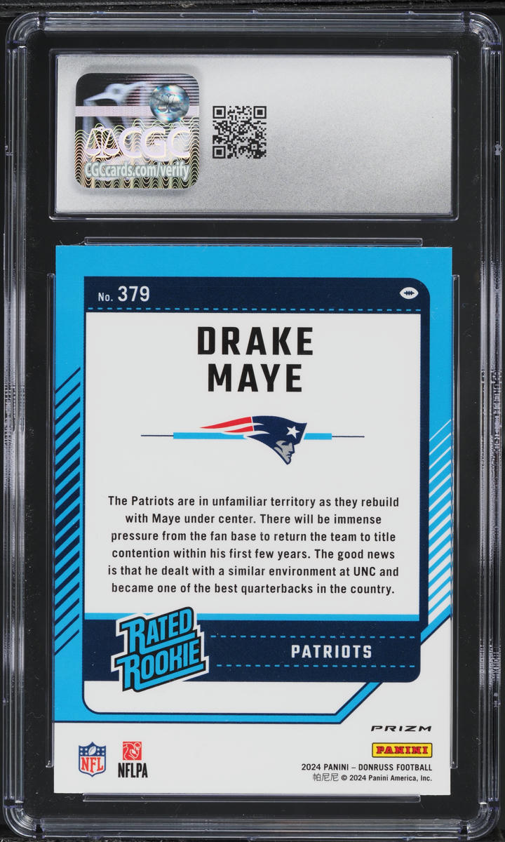 2024 Donruss Optic Preview Red Wave Drake Maye ROOKIE #379 CGC 10 GEM MINT