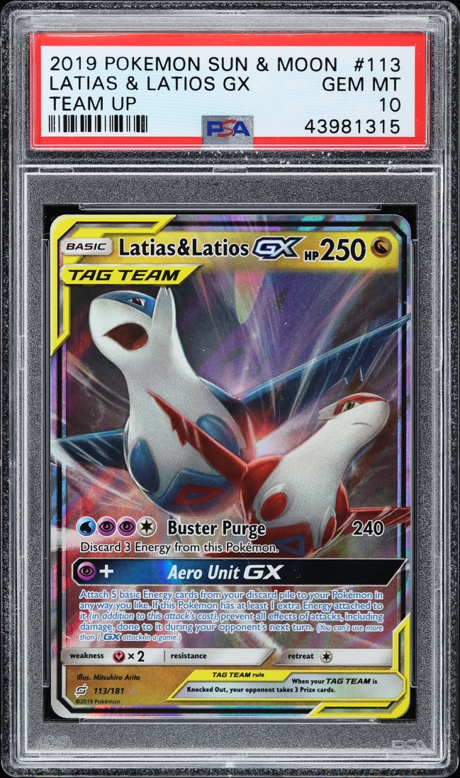 2019 Pokemon Sun & Moon Team Up Latias & Latios GX #113 PSA 10 GEM MINT