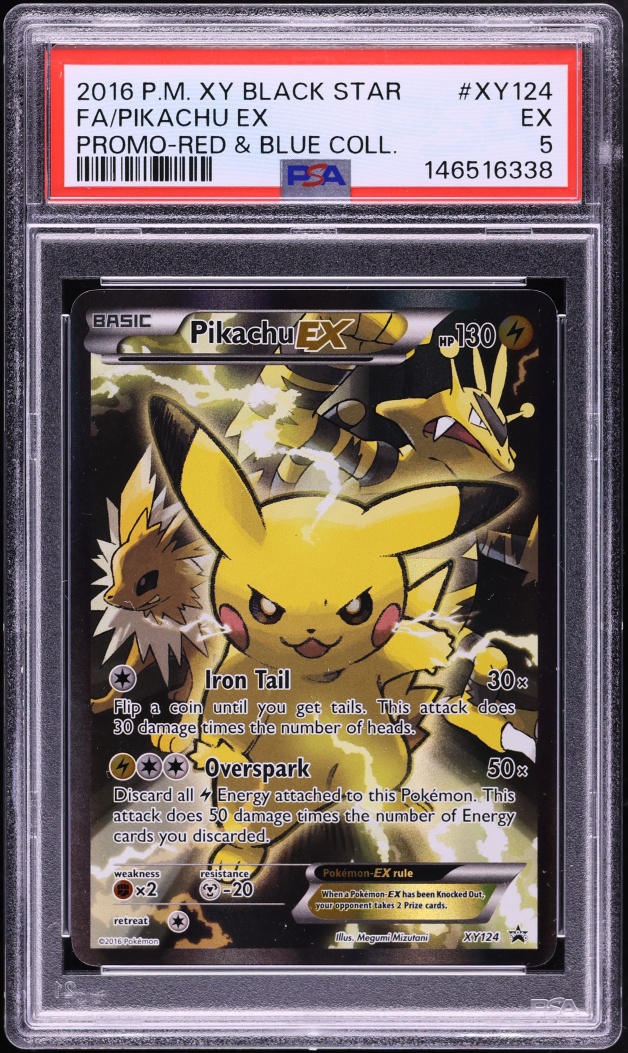 2016 Pokemon XY Black Star Promo Red & Blue Collection Full Art Pikachu EX #XY124 PSA 5 EX