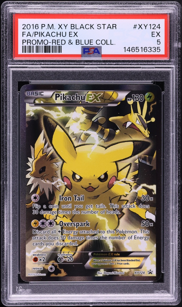 2016 Pokemon XY Black Star Promo Red & Blue Collection Full Art Pikachu EX #XY124 PSA 5 EX