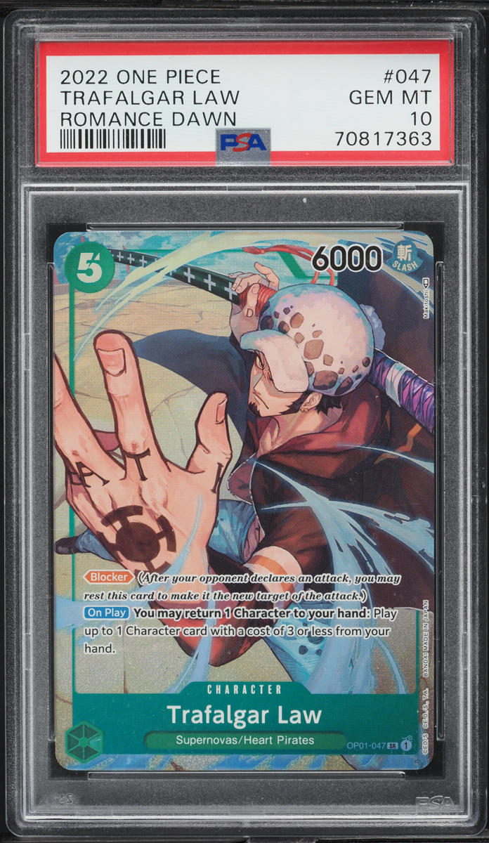 2022 One Piece Romance Dawn Alt Art Trafalgar Law #OP01-047 PSA 10 GEM MINT
