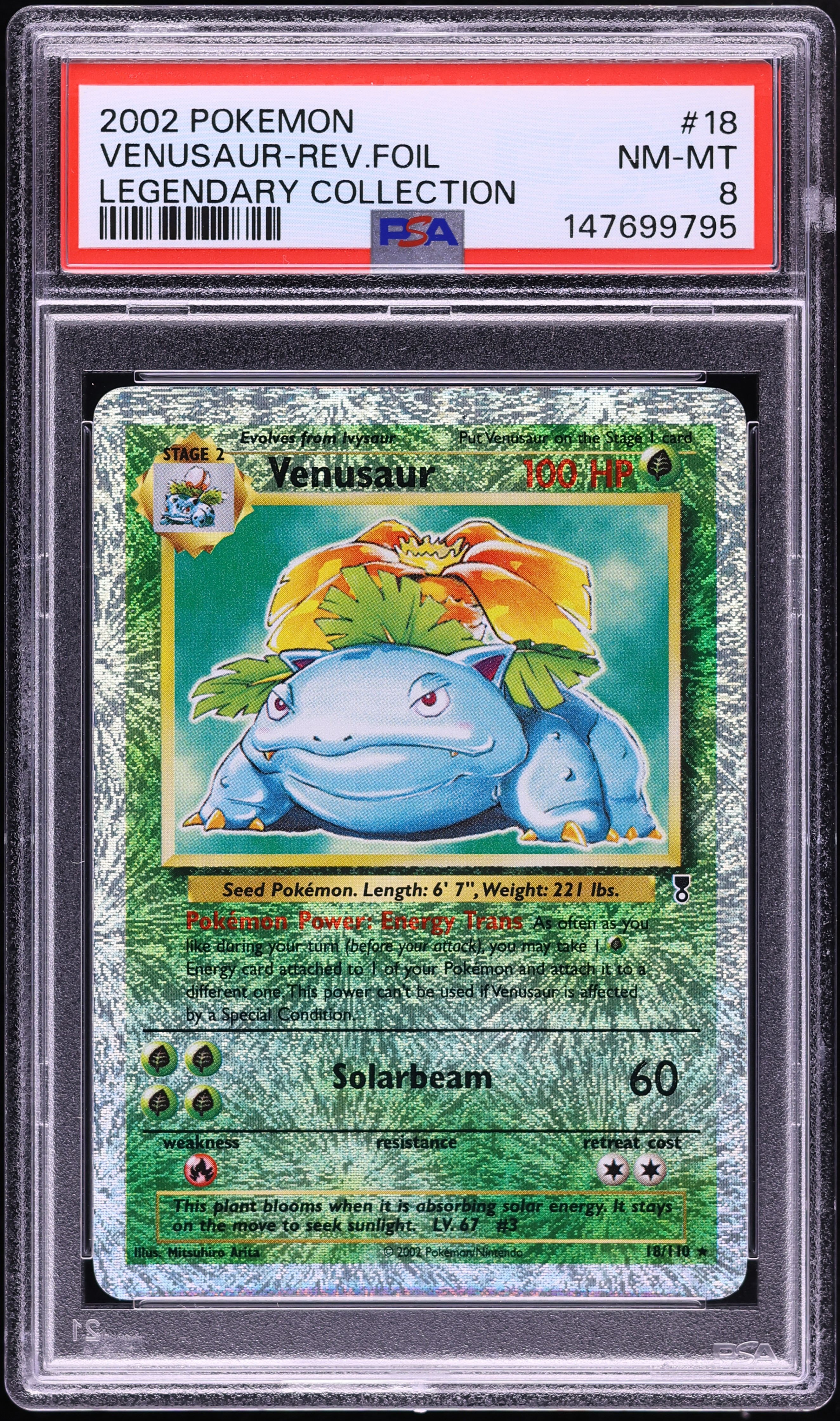 2002 Pokemon Legendary Collection Reverse Holo Venusaur #18 PSA 8 NM-MT