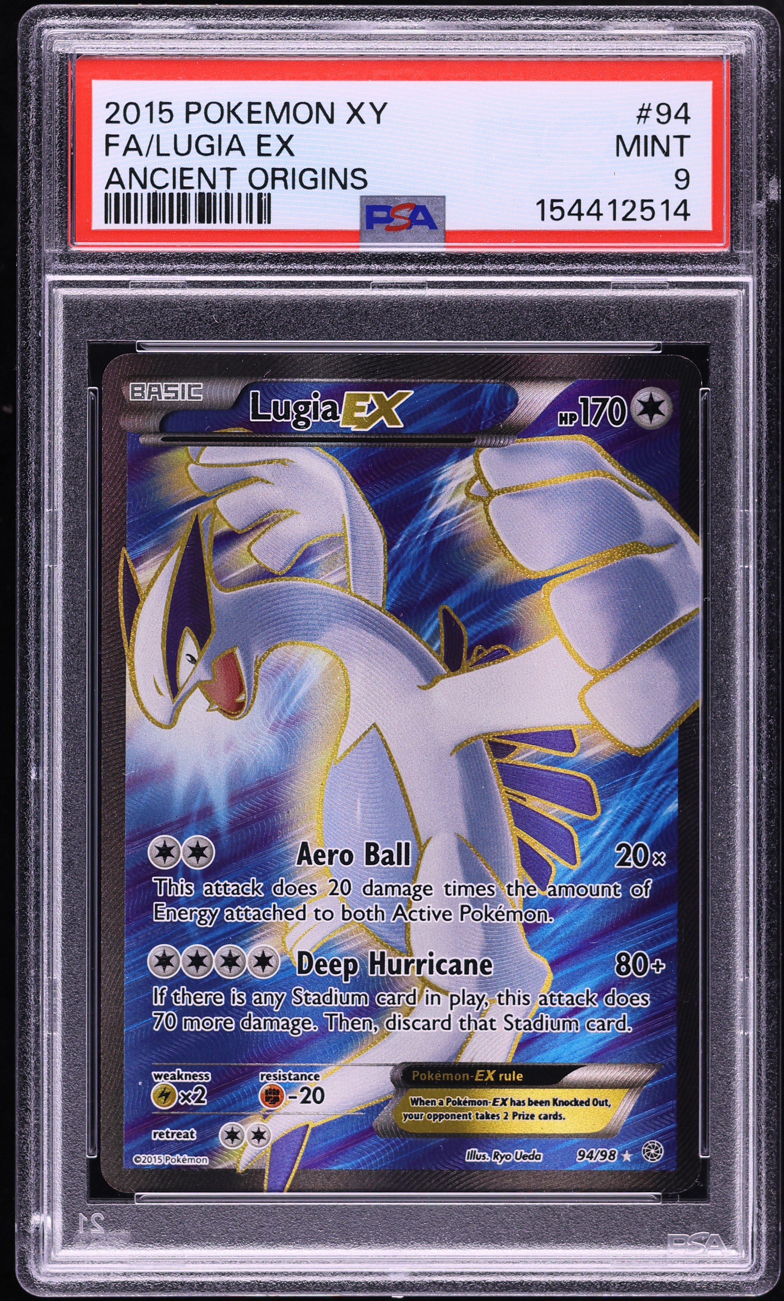 2015 Pokemon XY Ancient Origins Full Art Lugia EX #94 PSA 9 MINT