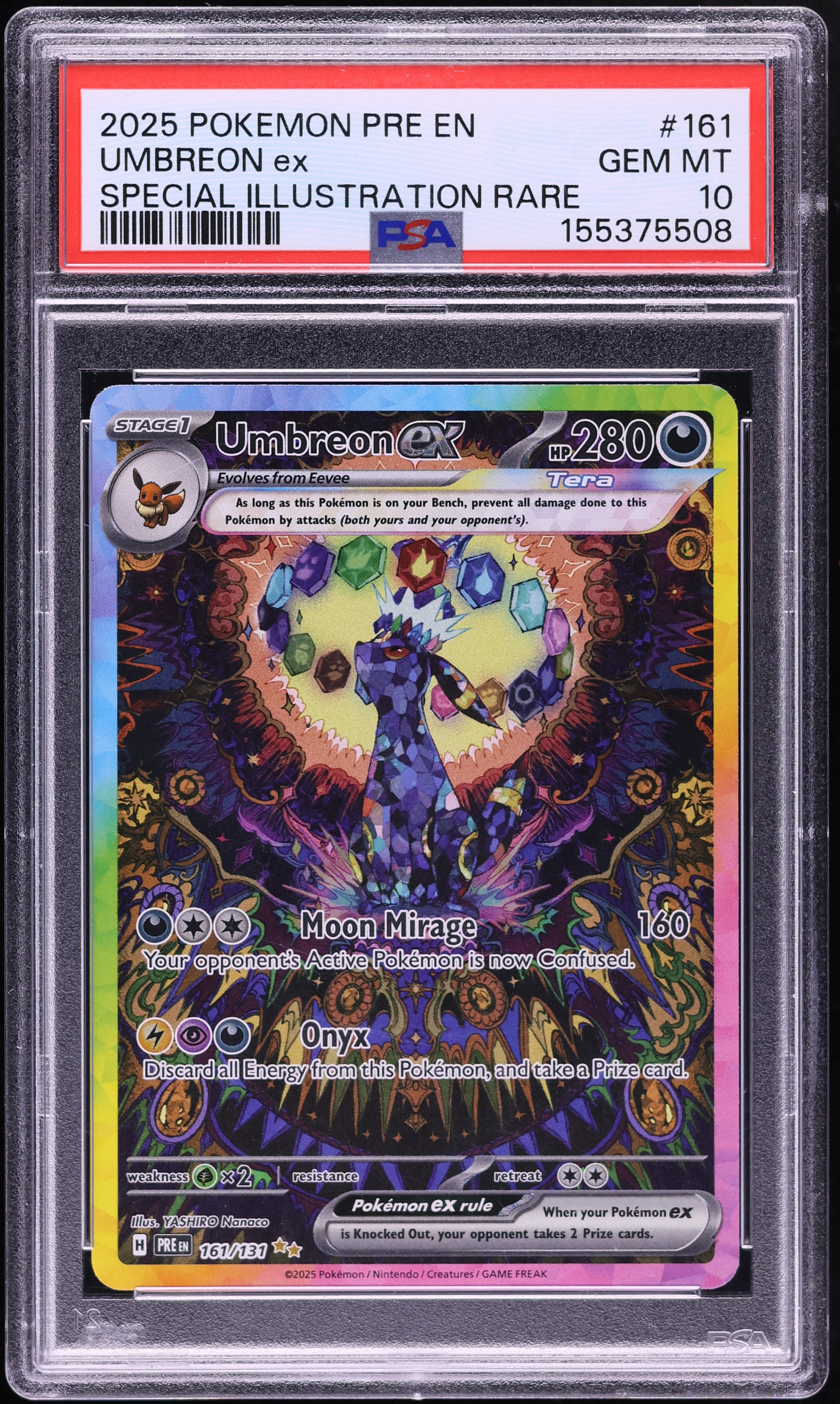 2025 Pokemon Scarlet & Violet Prismatic Evolutions SIR Umbreon EX #161 PSA 10 GEM MINT