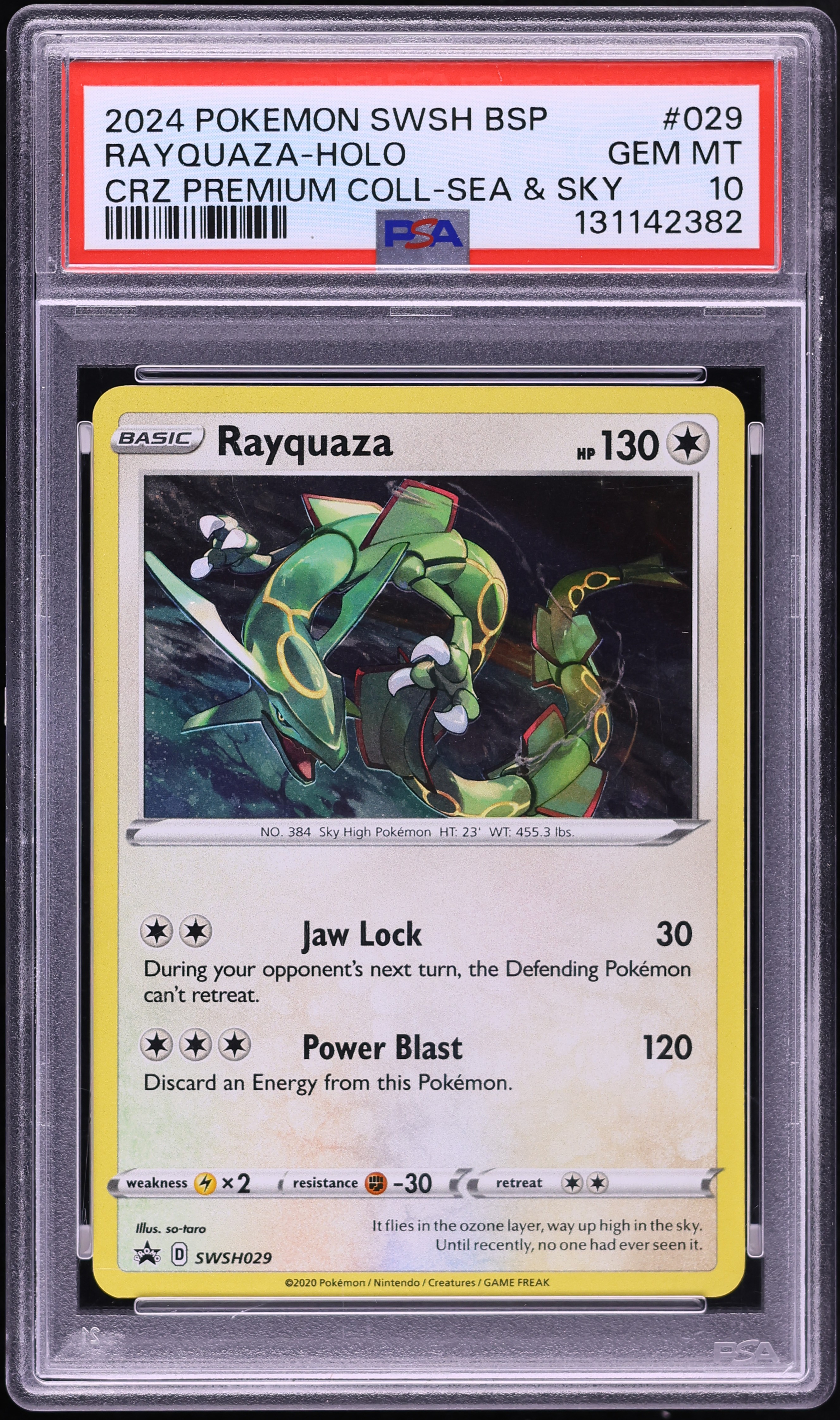 2024 Pokemon Sword & Shield Promo Crown Zenith Premium Sea & Sky Holo Rayquaza #SWSH029 PSA 10