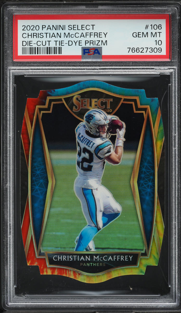 2020 Select Premier Level Tie-Dye Prizm Christian McCaffrey /25 #106 PSA 10 GEM