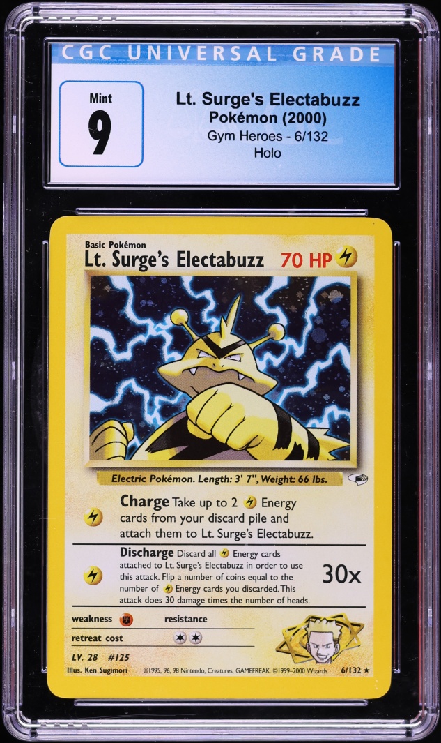 2000 Pokemon Gym Heroes Holo Lt. Surge's Electabuzz #6 CGC 9 MINT