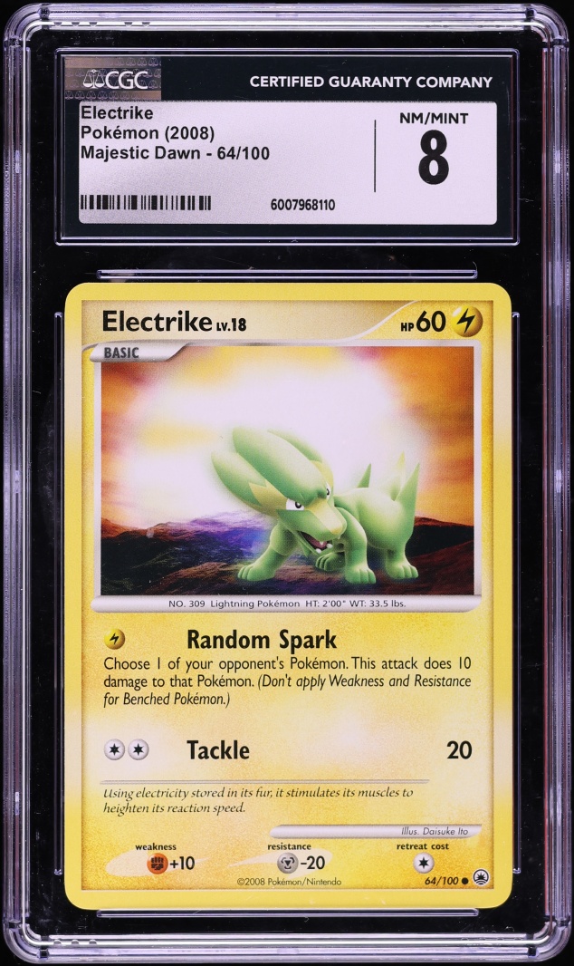 2008 Pokemon Diamond & Pearl Majestic Dawn Electrike #64 CGC 8 NM-MT