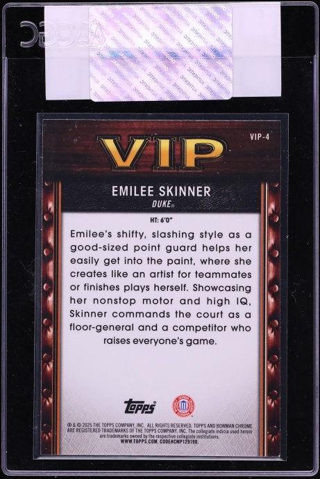2025 Bowman Chrome University Very Important Prospects Emilee Skinner #VIP-4 CGC AUTH