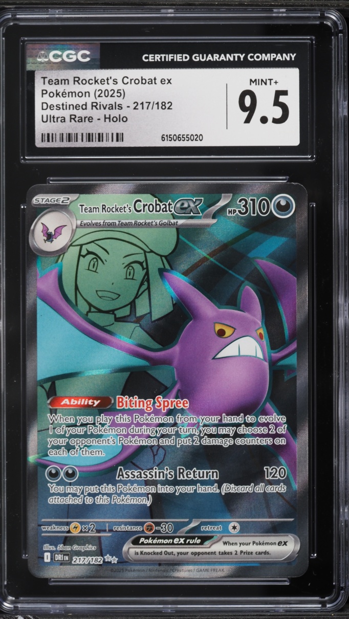 2025 Pokemon Scarlet & Violet Destined Rivals Full Art Team Rocket's Crobat Ex #217 CGC 9.5