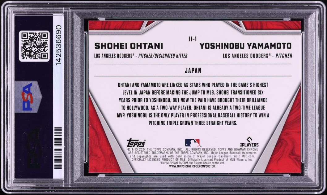 2024 Bowman Chrome International Impact Shohei Ohtani Yoshinobu Yamamoto ROOKIE #II-4 PSA 10