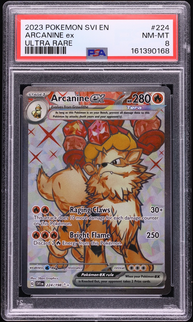 2023 Pokemon Scarlet & Violet Full Art Arcanine ex #224 PSA 8 NM-MT