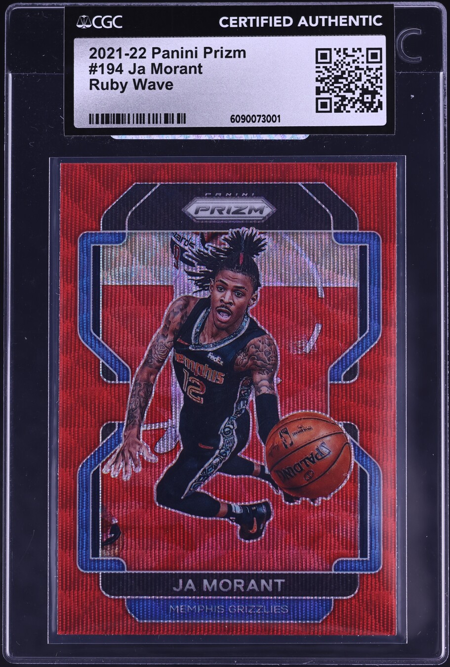 2021 Panini Prizm Ruby Wave Ja Morant #194 CGC AUTH