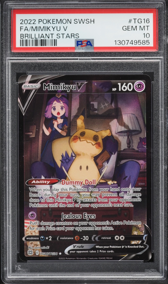 2022 Pokemon Sword & Shield Brilliant Stars Trainer Gallery CHR Mimikyu V #TG16 PSA 10 GEM MINT