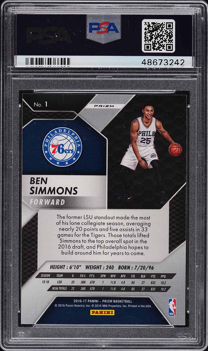 2016 Panini Prizm Green Ben Simmons ROOKIE #1 PSA 10 GEM MINT