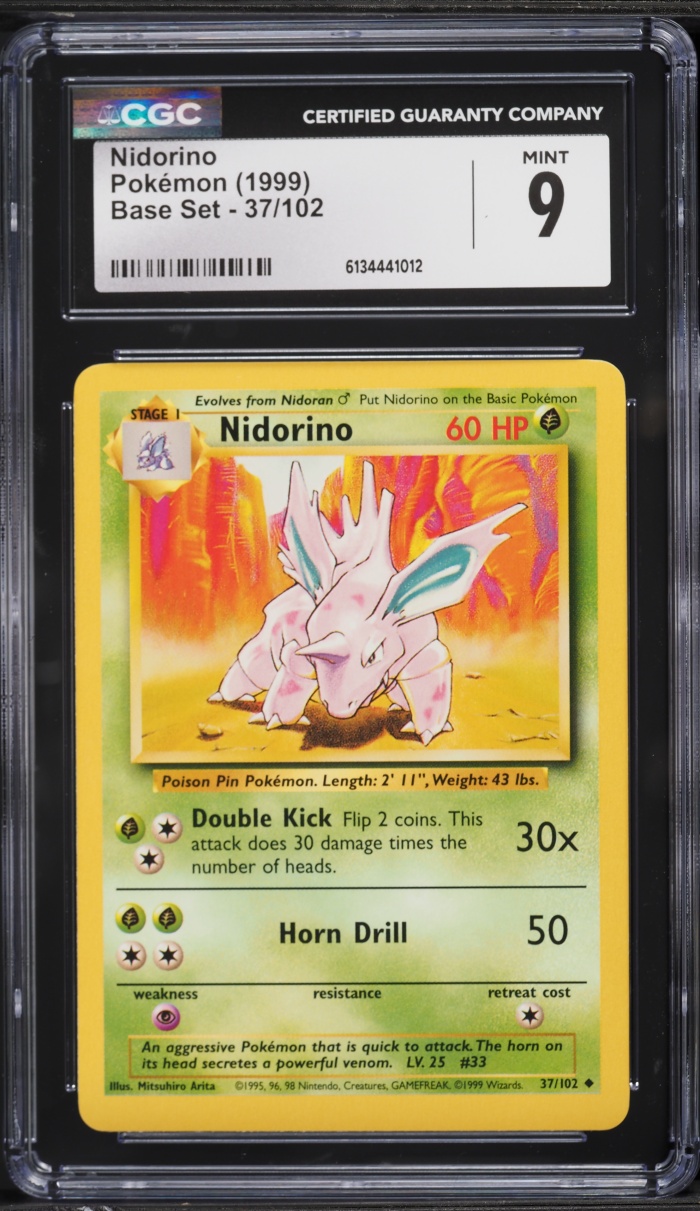 1999 Pokemon Base Set Nidorino #37 CGC 9 MINT