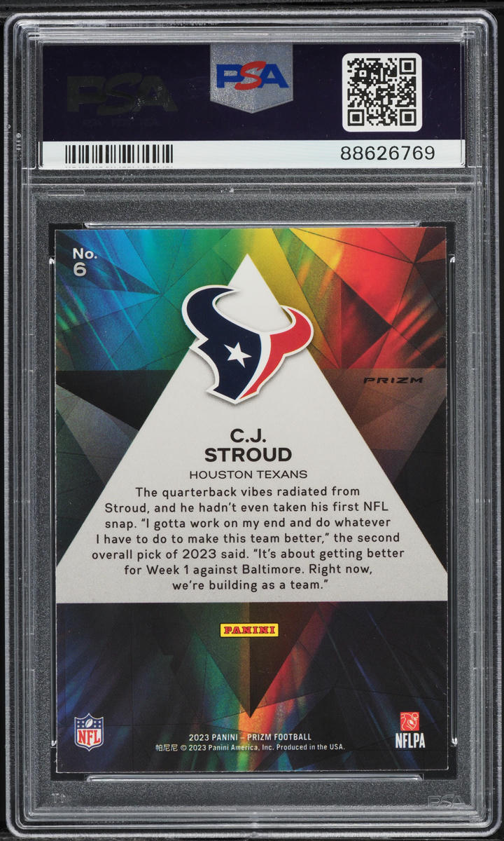 2023 Panini Prizm Prizmatic Green C.J. Stroud ROOKIE #6 PSA 6 EXMT