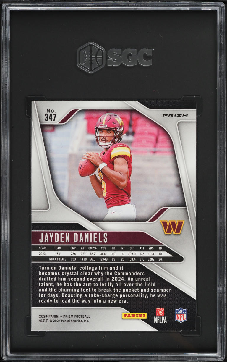 2024 Panini Prizm Red White Blue Jayden Daniels ROOKIE #347 SGC 7 NRMT