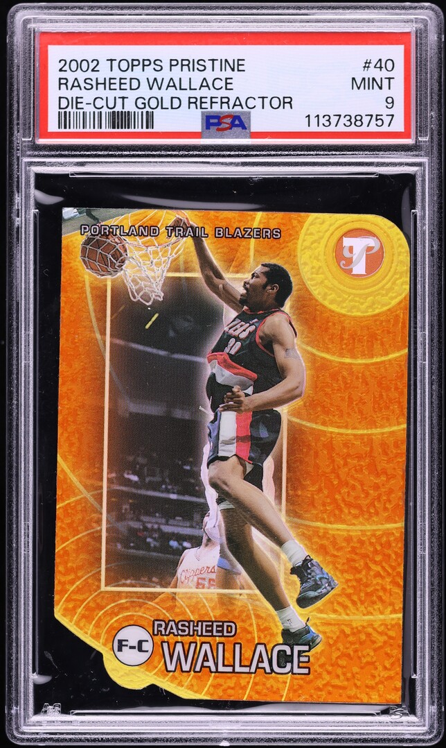 2002 Topps Pristine Gold Refractor Die-Cut Rasheed Wallace /99 #40 PSA 9 MINT