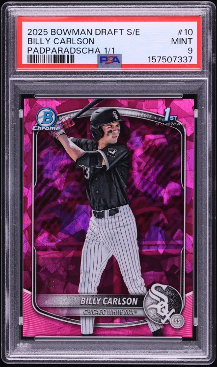2025 Bowman Chrome Draft Sapphire Padparadscha Billy Carlson PROSPECT 1/1 #10 PSA 9 MINT