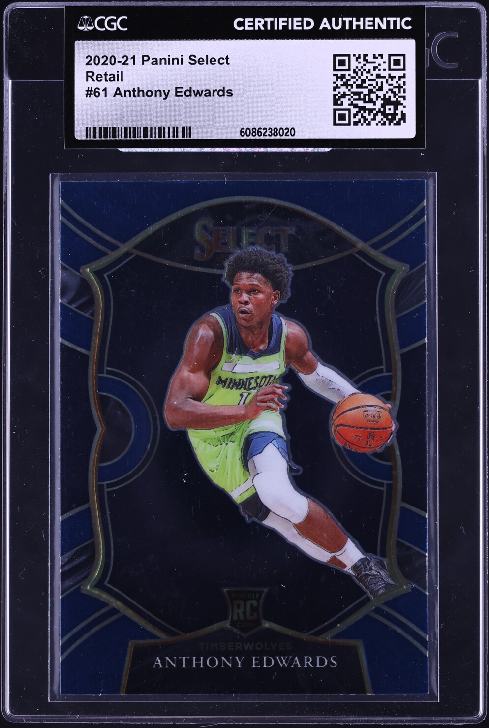 2020 Select Concourse Retail Blue Prizm Anthony Edwards ROOKIE #61 CGC AUTH