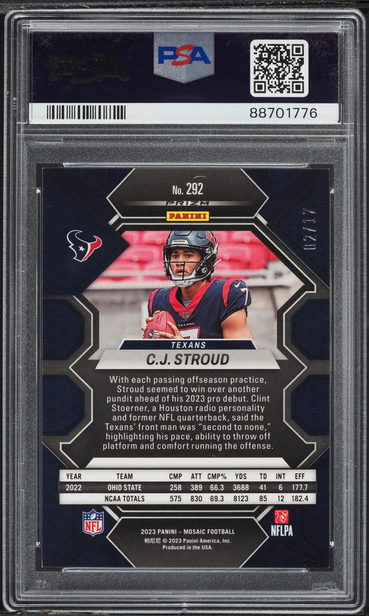 2023 Panini Mosaic Gold Wave C.J. Stroud ROOKIE /17 #292 PSA 9 MINT