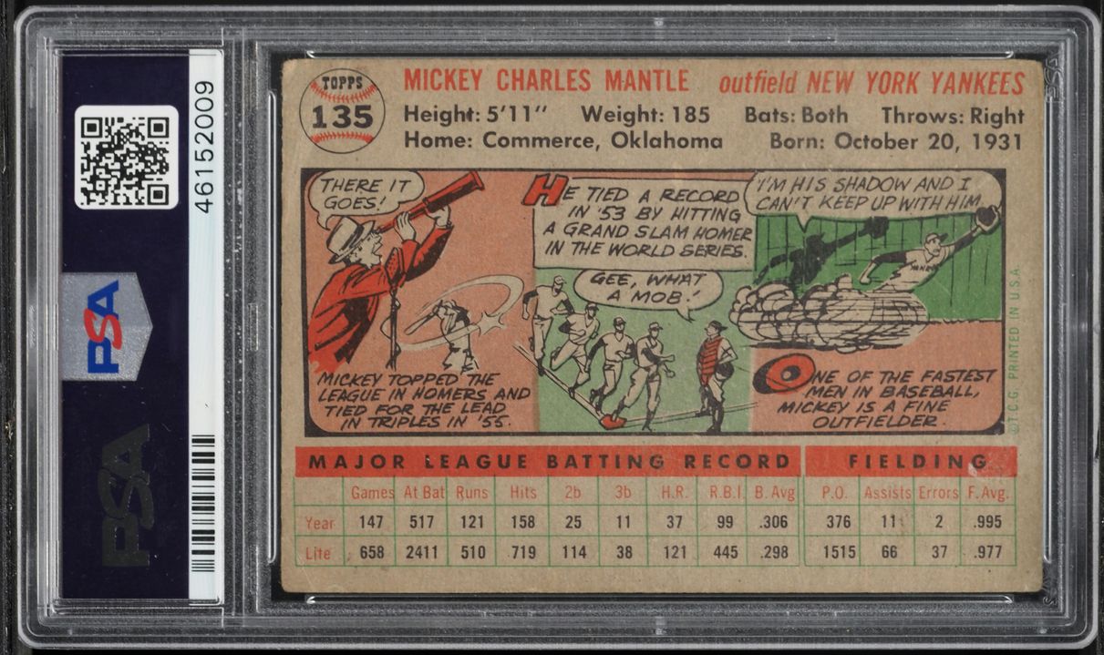 1956 Topps Mickey Mantle #135 PSA 1.5 FR